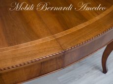 Tavolo ovale classico legno massello intarsio 180x130 con prolunghe 04